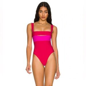 Lovers + Friends Pink and Magenta One Piece Swimsuit